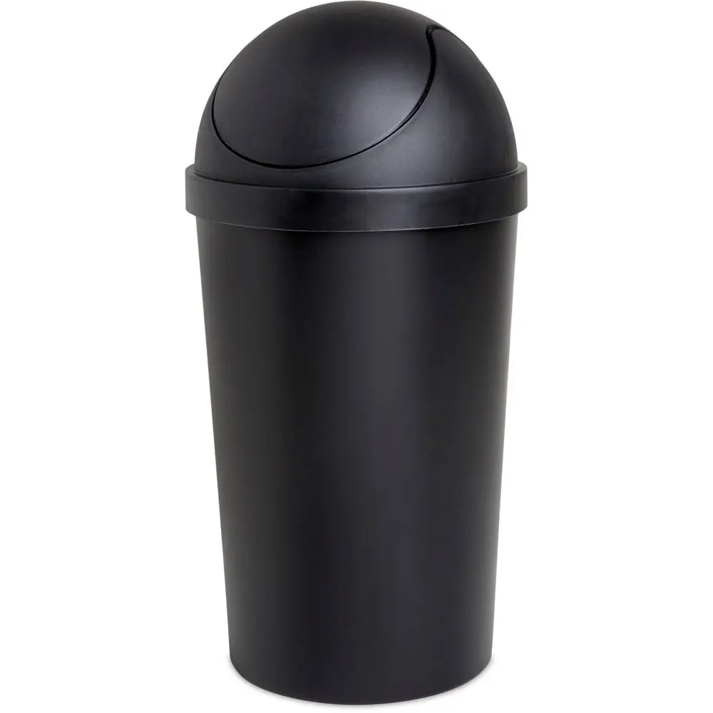 

3 Gallon Trash Can, Plastic Round Swing Top Bathroom Trash Can, Black