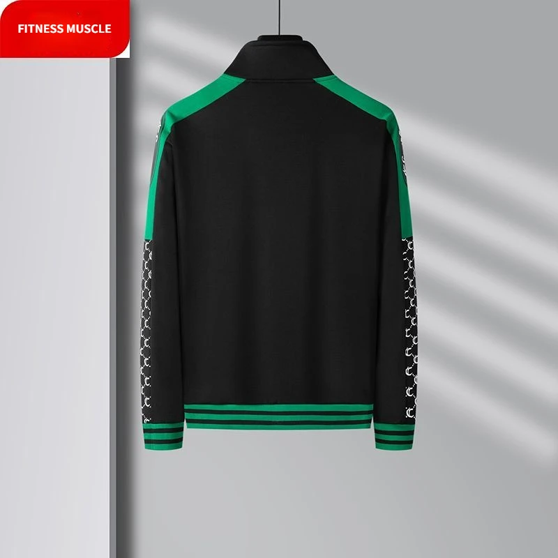 Men's Spring And Autumn Sportswear Leisure Suit Cardigan Coat Trousers Fashion Trend Striped Jogging Fitness Suit