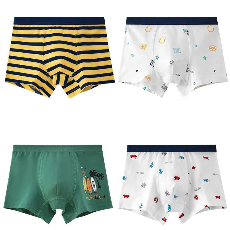 2Pcs/Lot Boys Underwear Boxer Elephant Dinosaur Design Kids Cotton Briefs Children's Panties Soft Shorts 2-14Y images - 6