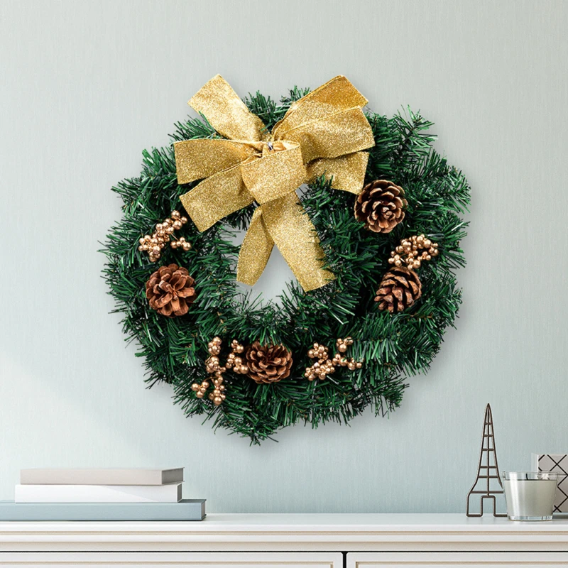 

Handmade Christmas Wreath Simulation Christmas Tree Decoration Pine Needle Flower Ring Day Decoration Door and Window Pendant