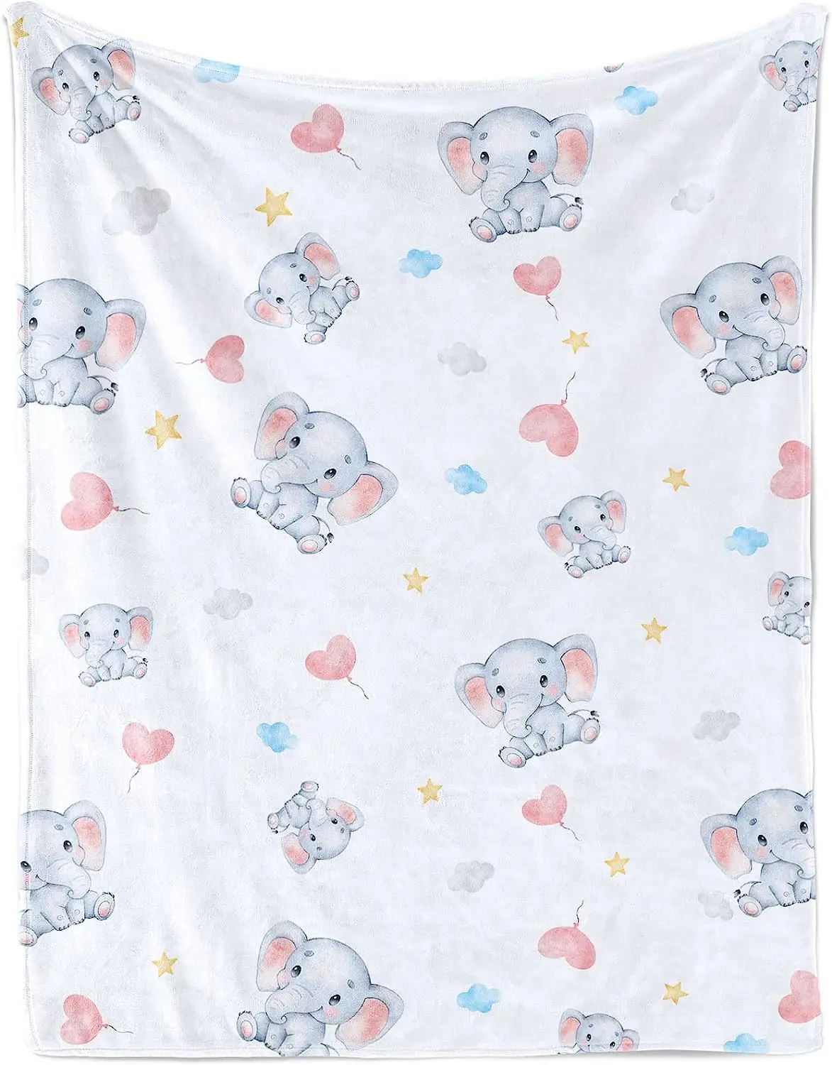 

Elephant Baby Throw Blanket for Girls, Soft Cozy Cute Elephant Plush Flannel Crib Blanket for Nursery, 32 x 48 Inch Pink