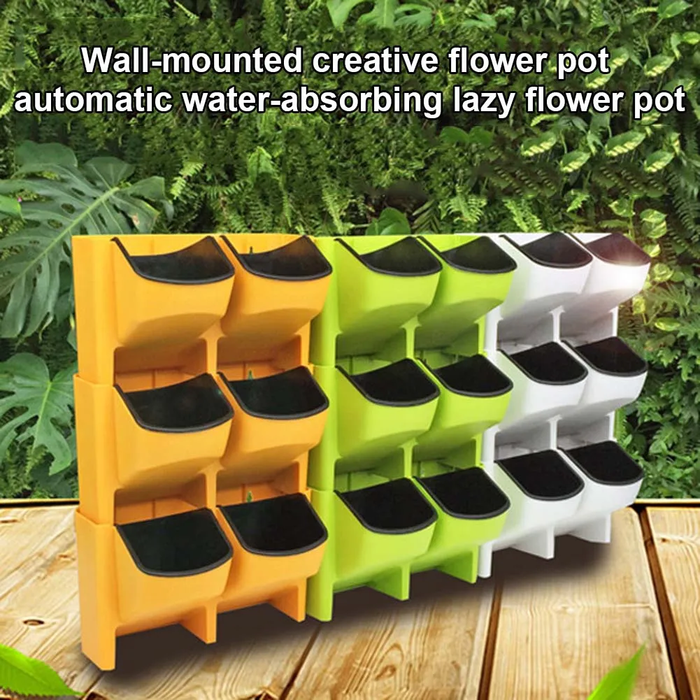 

Self Watering Flower Pot Stackable Vertical Planter Wall Hanging Durable For Garden Balcony 66cy