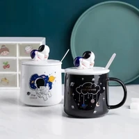 3d ceramic mugs astronauts polish handle tea coffee cup creative novelty drinking glass with lid spoon christmas birthday gifts