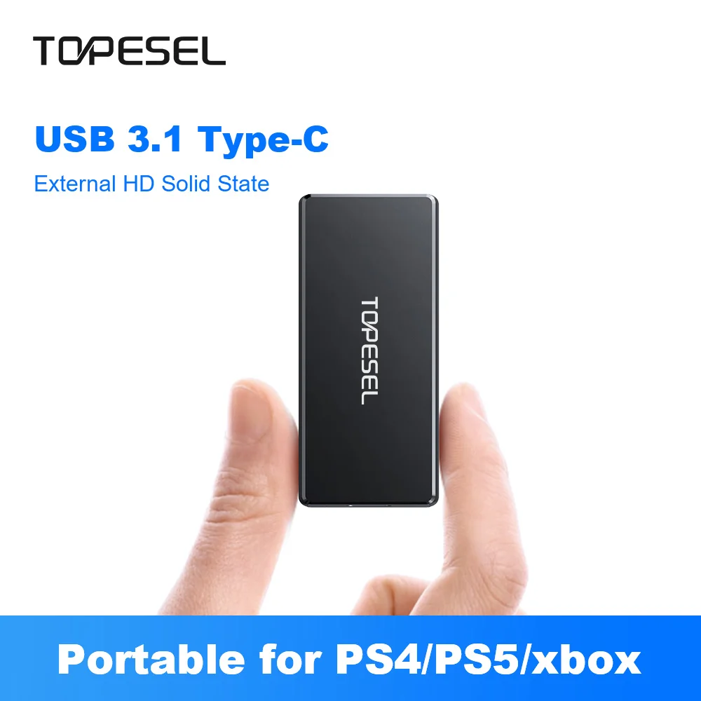 

TOPESEL 1TB External SSD Hard Drive USB 3.1 Type-C 500GB 120GB 250GB Portable External HD Solid State Disk For Laptop Desktop