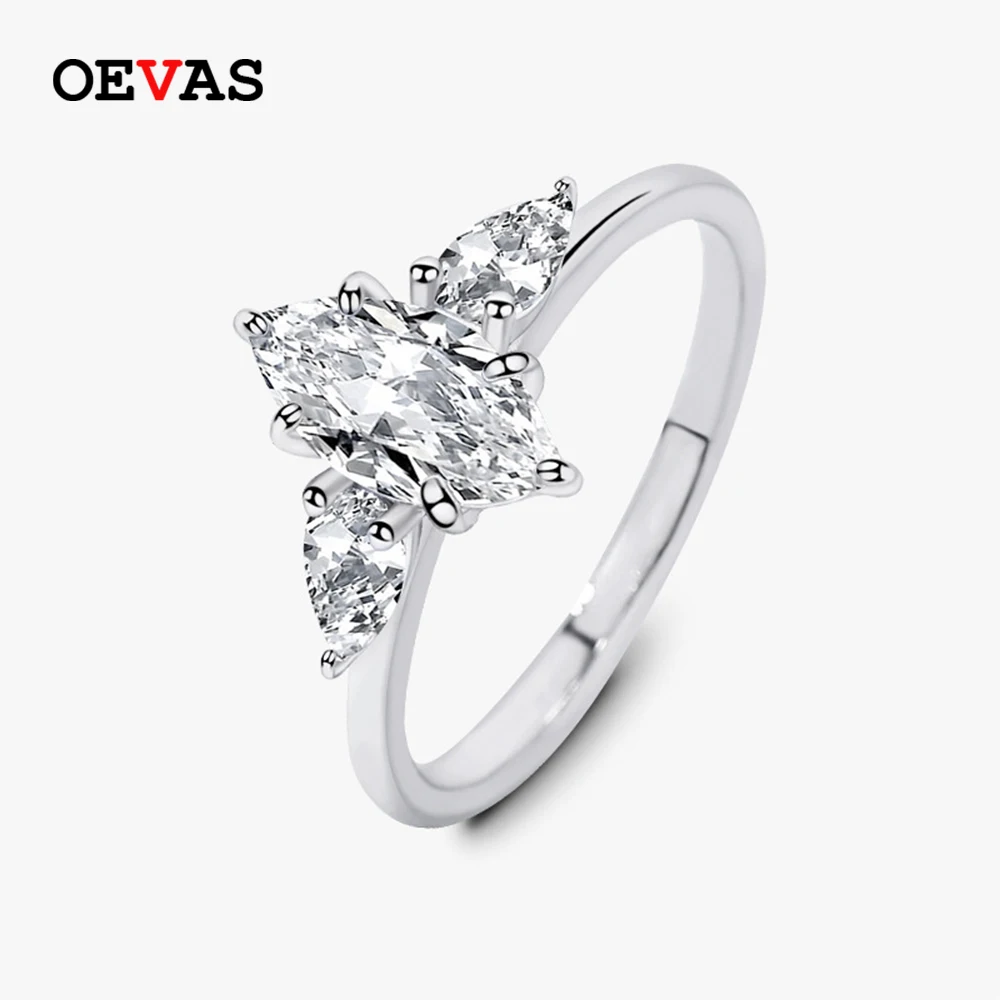 

OEVAS 100% 925 Sterling Silver Real Moissanite Ring Engagement Wedding Diamond Rings For Women Luxury Quality Fine Jewelry Gifts
