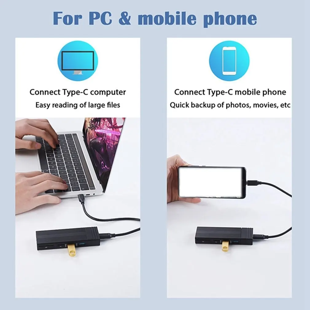 Коробка для жесткого диска USB3.1, портативный концентратор TypeC, двойной протокол SATANVME, драйвер не требуется, совместимый корпус для жесткого диска, Прямая поставка (art.: 3920d28cce947) - 3920d28cce947
