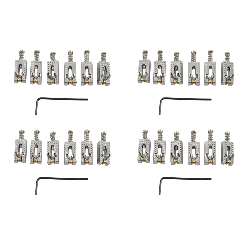

24 Roller Bridge Tremolo Saddles With Wrench For Fender Strat Tele Electric Guitar Chrome Color