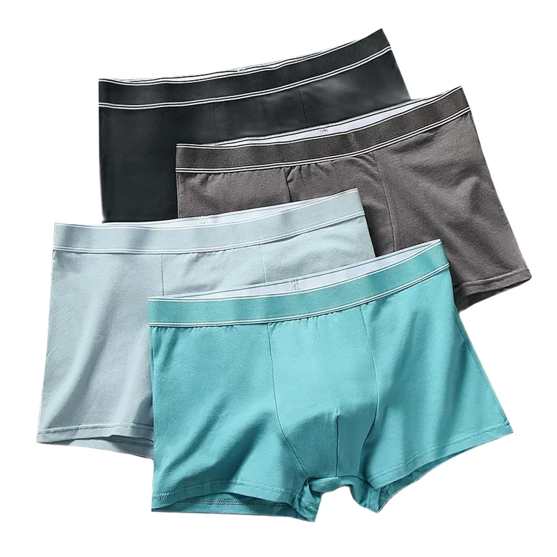 LANGSHA 4Pcs/Set Men Boxer Shorts Cotton Breathable Underwear Soft Solid Man Boxershorts Seamless Confort Male Panties L-3XL