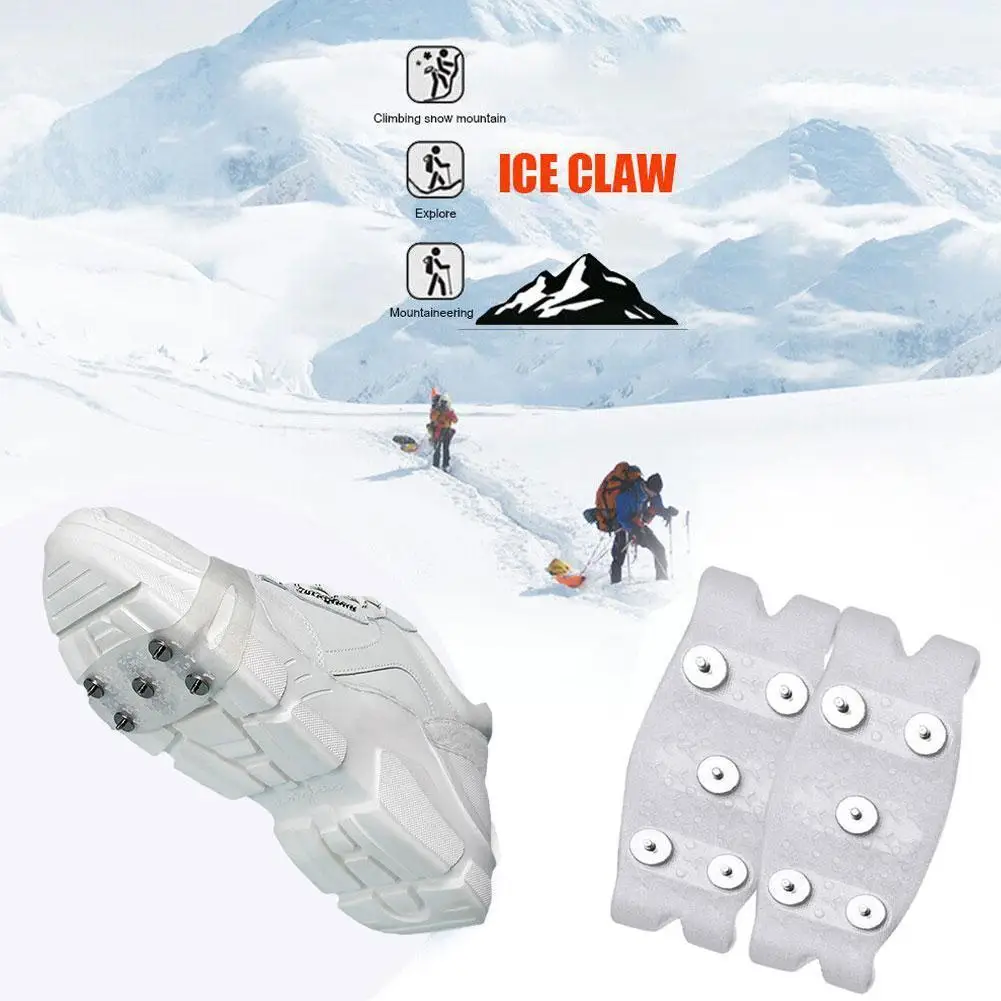 

1 пара 5 зубьев противоскользящие шипы уличная альпинистская Белая обувь над шипами скобы захват Лед Зимний чехол F6h2