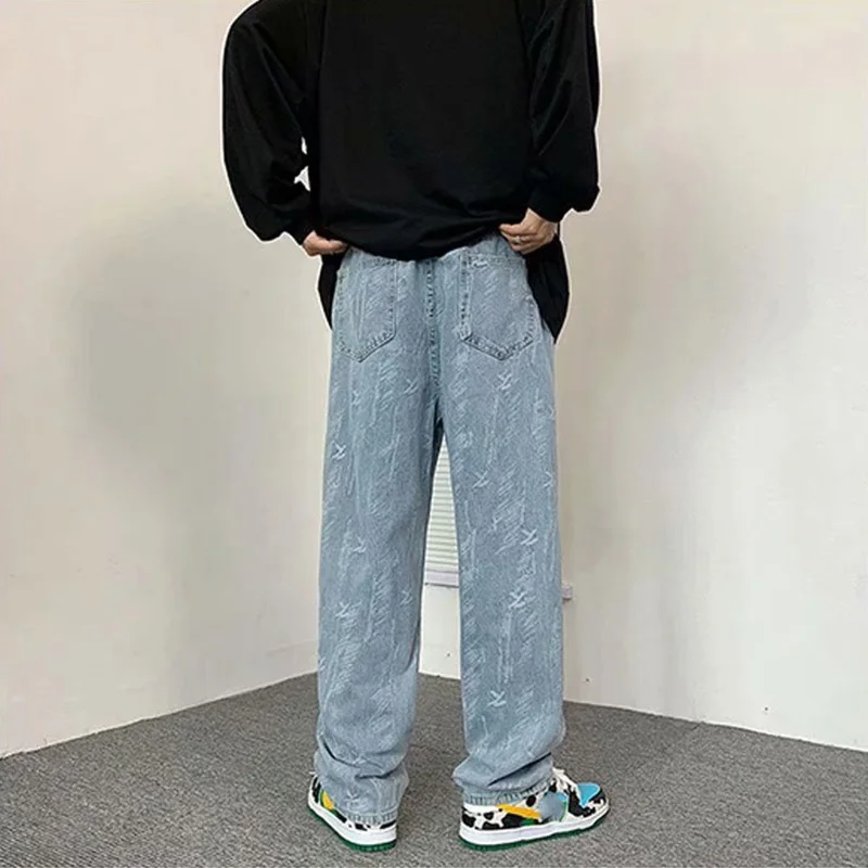 Men's Jeans Baggy Straight Wide Leg Pants Oversized Bottoms High Street Fashion Denim Trousers Spring and Autumn Y2K Man Clothes