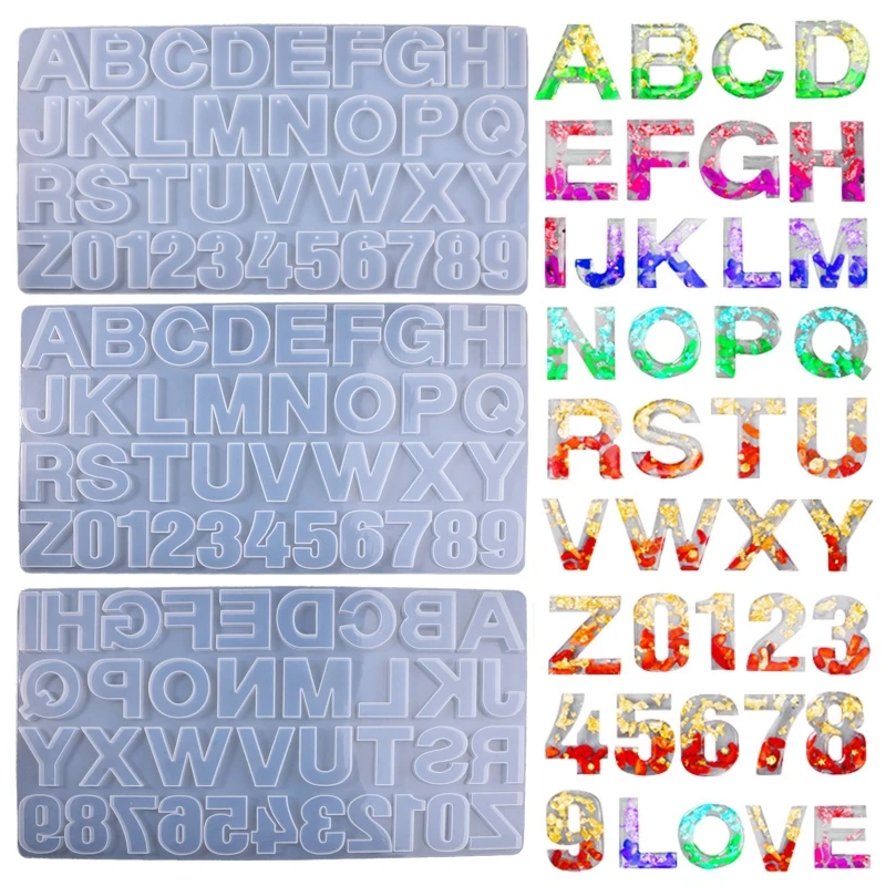 

124A 3Pcs English Alphabet Keychain Silicone Epoxy Resin Molds DIY Keychain Pendant Jewelry for Luggage Tags Bag Accessories