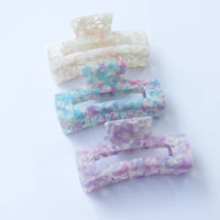 wholesale 10 5cm square hollow acetate hair claw clips floral acrylic claw clip large shark clip for women hair accessories