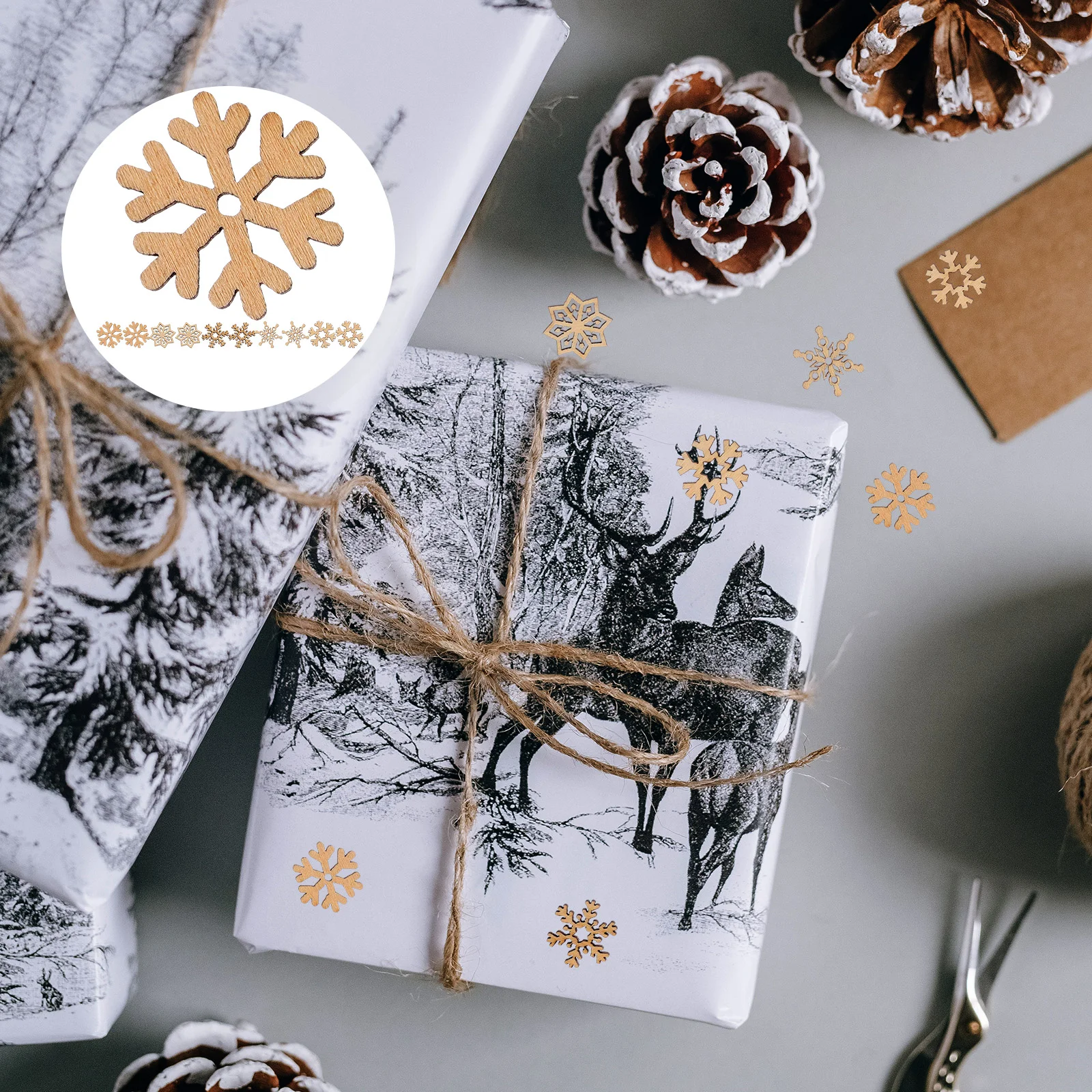 

200 Pcs Snowflake Winter Decor Christmas Decorations Snowflakes Wood Slices Wooden Planks