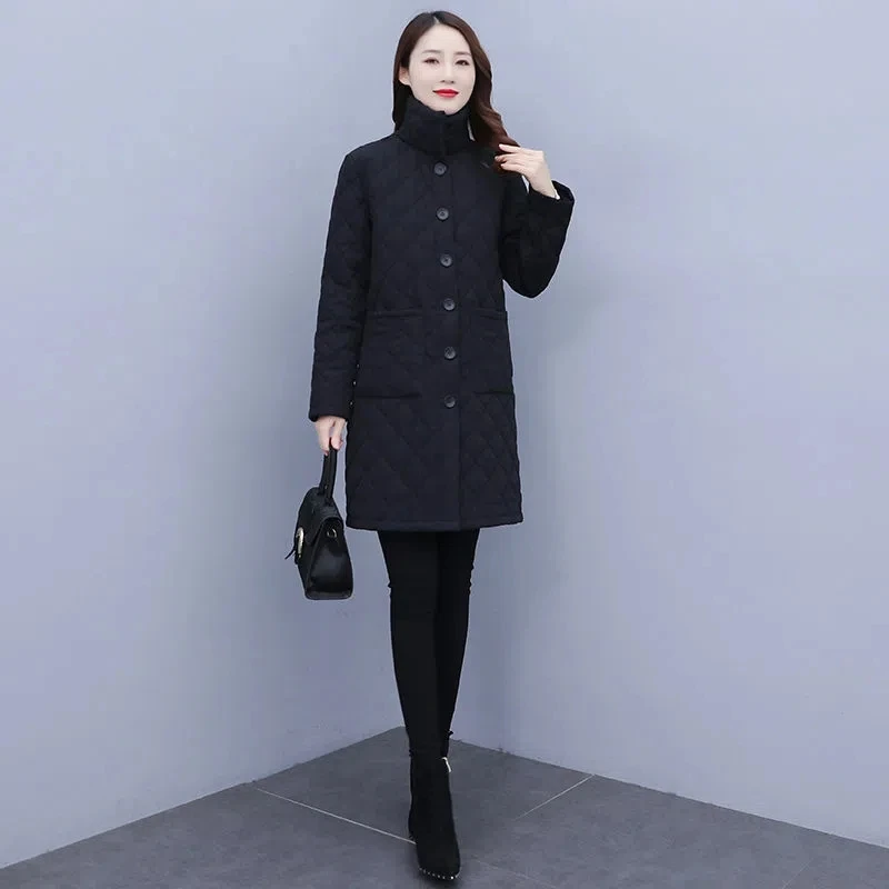 Down Cotton Coat Womens 2022 New Autumn Winter Large Size Lightweight Long Padded Jacket Women Fashion Slim Versatile Parkas