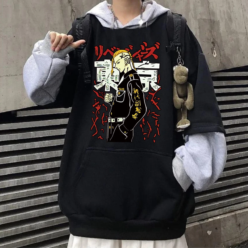 

Anime Oversize Hoodie Men's Jacket Tokyo Revengers Draken Casual Hooded Sweatshirt Harajuku Loose Streetwear