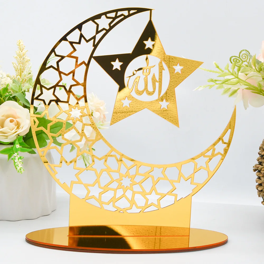 

home decor 3d acrylic mirror islamic wall art sticker self adhesive gold arabic wallsticker for bedroom
