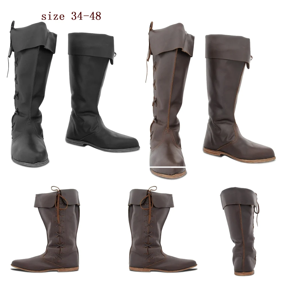 Women Medieval Viking Shoes Gothic Punk  Leather Knight Hunt