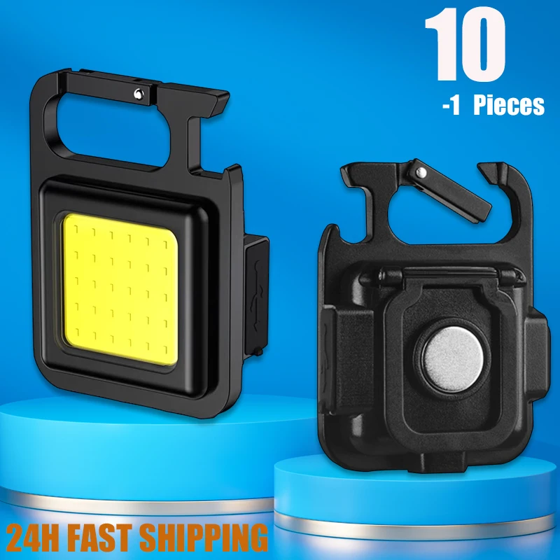 

Миниатюрный светодиодный светильник COB для кемпинга, брелок для ключей, многофункциональный фонасветильник с USB-зарядкой, рабочий светильн...