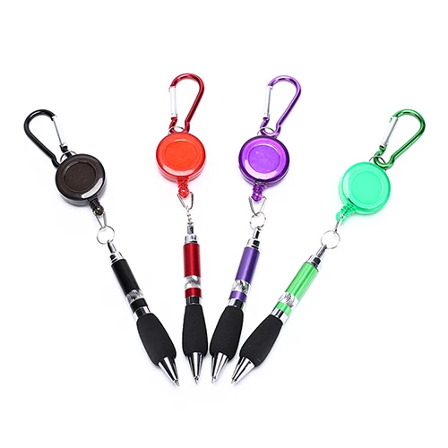 

1PC Golf Pen Score Recording Climbing Buckle Ballpoint Pen Telescopic Portable Key Holder Pen Random Color