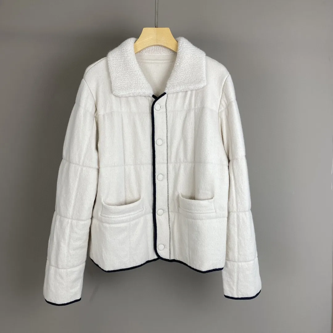 Женское однобортное кашемировое пальто удобное трикотажное с отложным