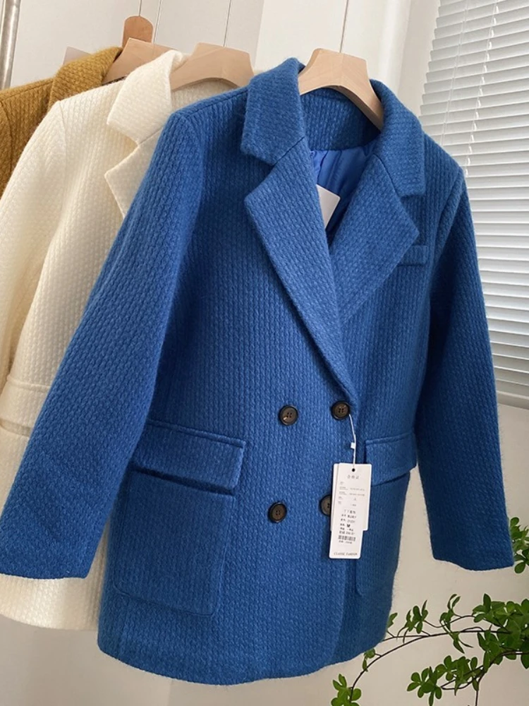 

Korean Double-breasted Woolen Coat High-quality Woolen Coat Fashion Casual Office Lady Wear High Street Elegant Women's Clothing