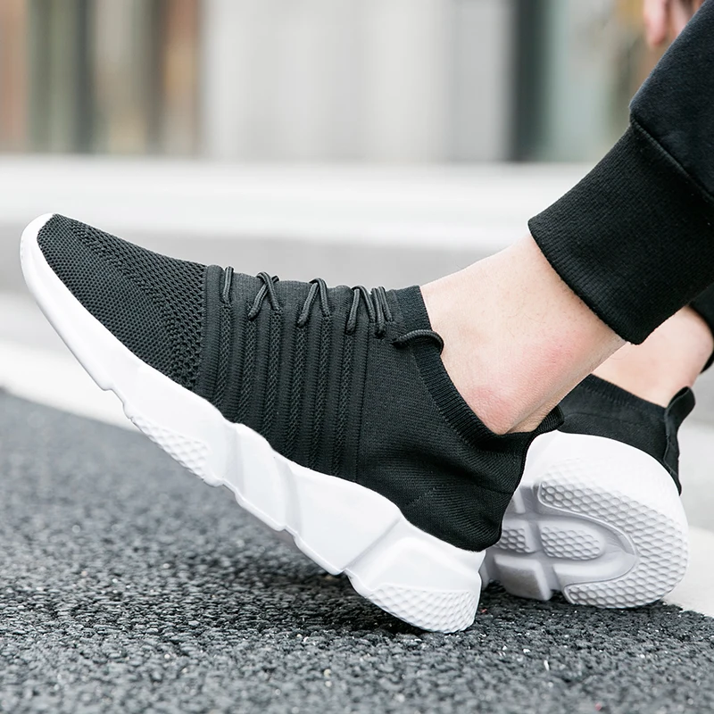 Fashion Black Sock Shoes Sneakers For Men Mesh Light Unisex Running Shoes Big Size Outdoor Walking Athletic Shoes tenis masculin