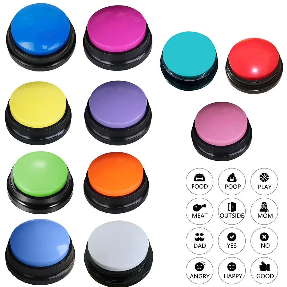11pcs Button Set Dog Training Buzzer Recordable Talking Button Interactive Pet Communication Buttons Dogs Training Answer Buzzer
