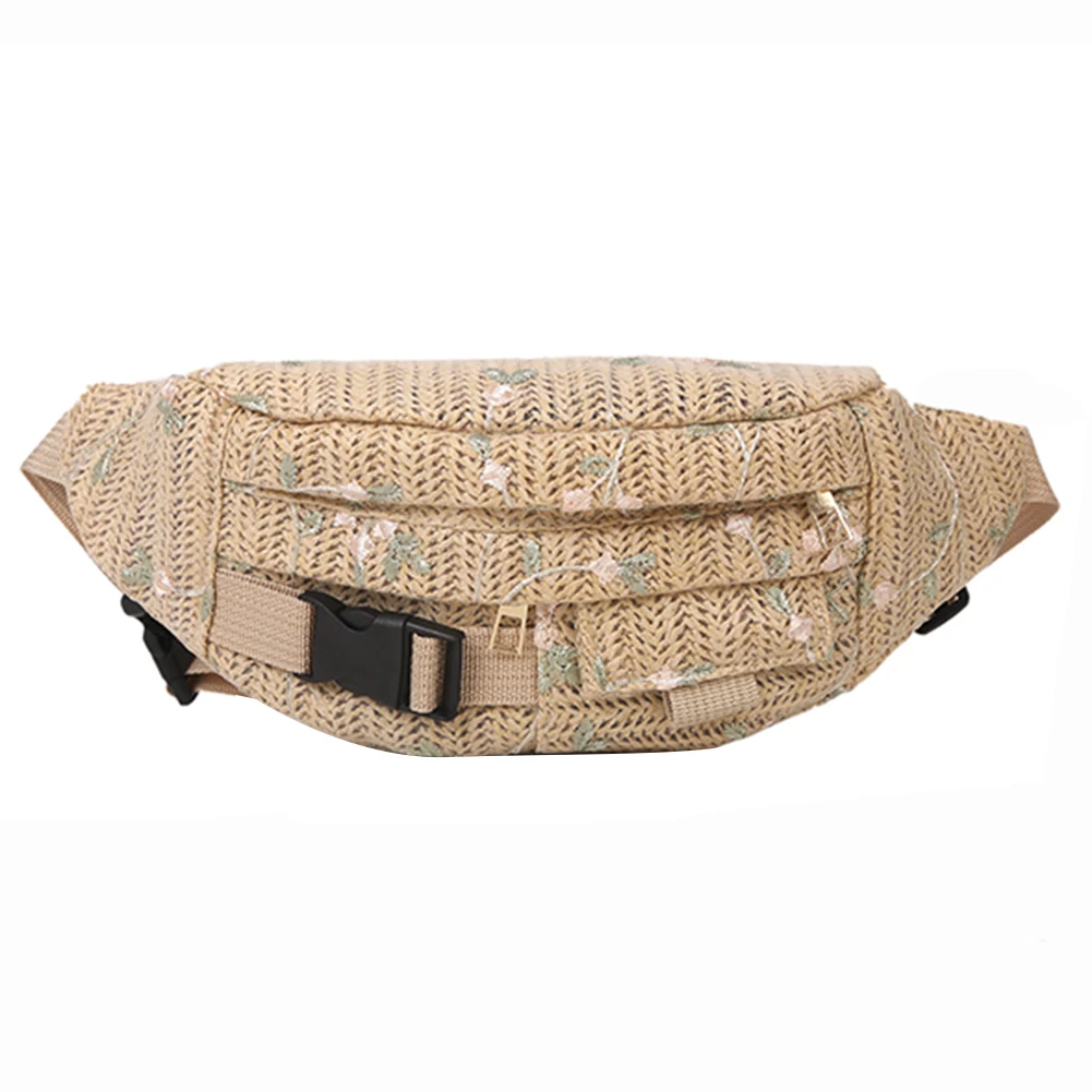 

Соломенные поясные сумки с цветами для женщин, летняя плетеная дорожная кросс-боди нагрудная сумка ручной работы
