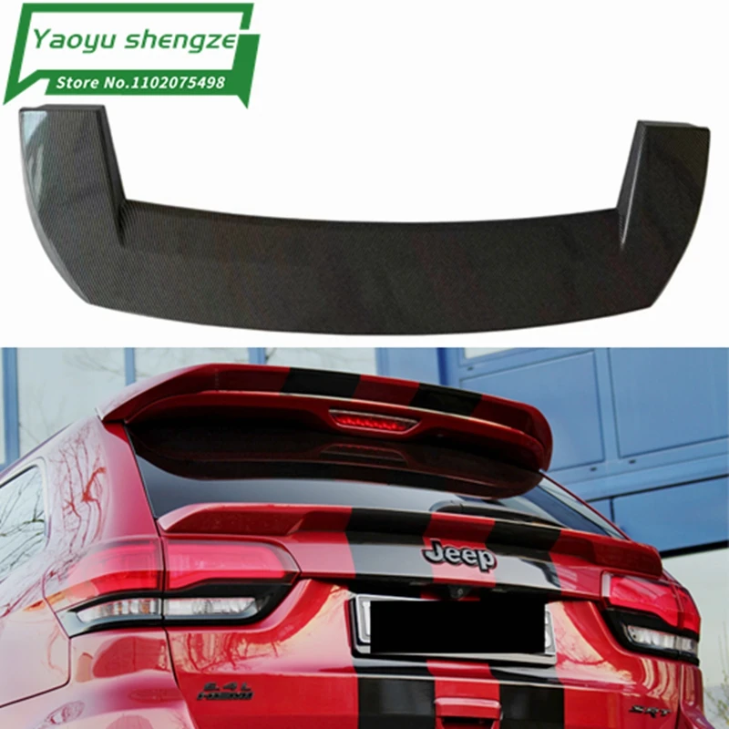 

Glossy Black/Carbon Fiber Look Rear Trunk Spoiler Lip Extension+Rear Roof Spoiler Lip Wing For Jeep For Grand Cherokee 2013-2020