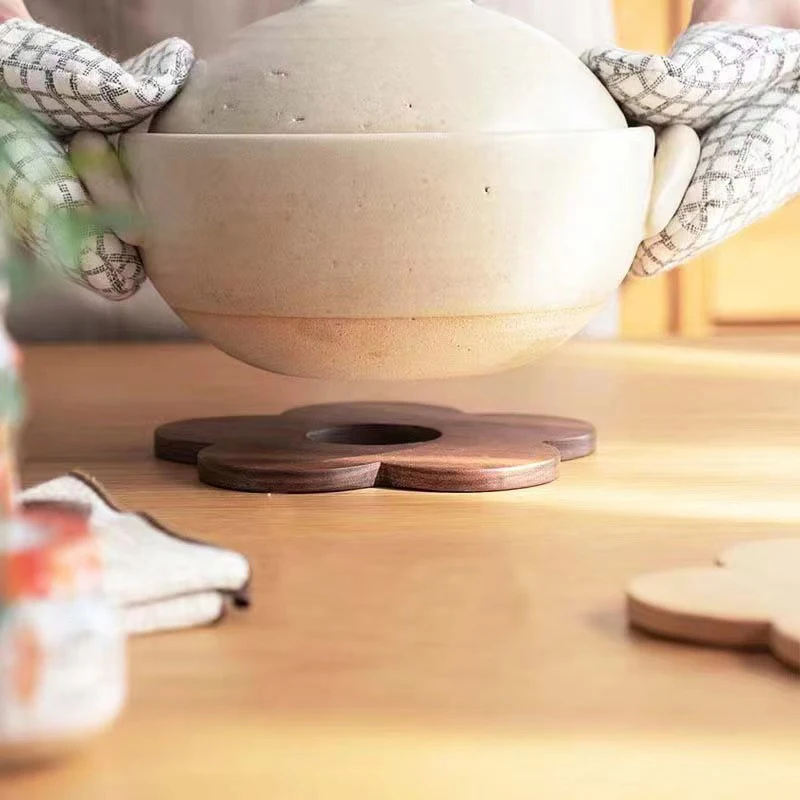 Подставка из орехового дерева для бревен Декор ресторана массива Термостойкая