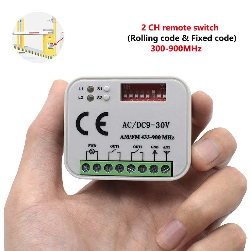 

Для RX MULTI 300-868MHz универсальный приемник AC DC 9-30V пульт дистанционного управления двери гаража приемник 2 канала ворота управления 433mhz 868mhz