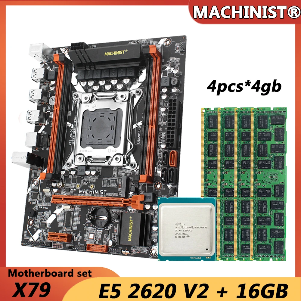 

MACHINIST X79 Motherboard Set Kit With Intel Xeon E5 2620 V2 CPU Processor DDR3 16GB(4*4GB) RAM Memory Combo LGA 2011 Z9-D7