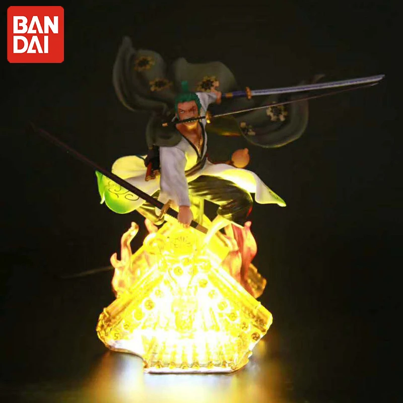 

One Piece Anime Roronoa Zoro Pvc Can emit light Action Model Collection Cool Stunt Ornaments Figure Toy Gift For Friend