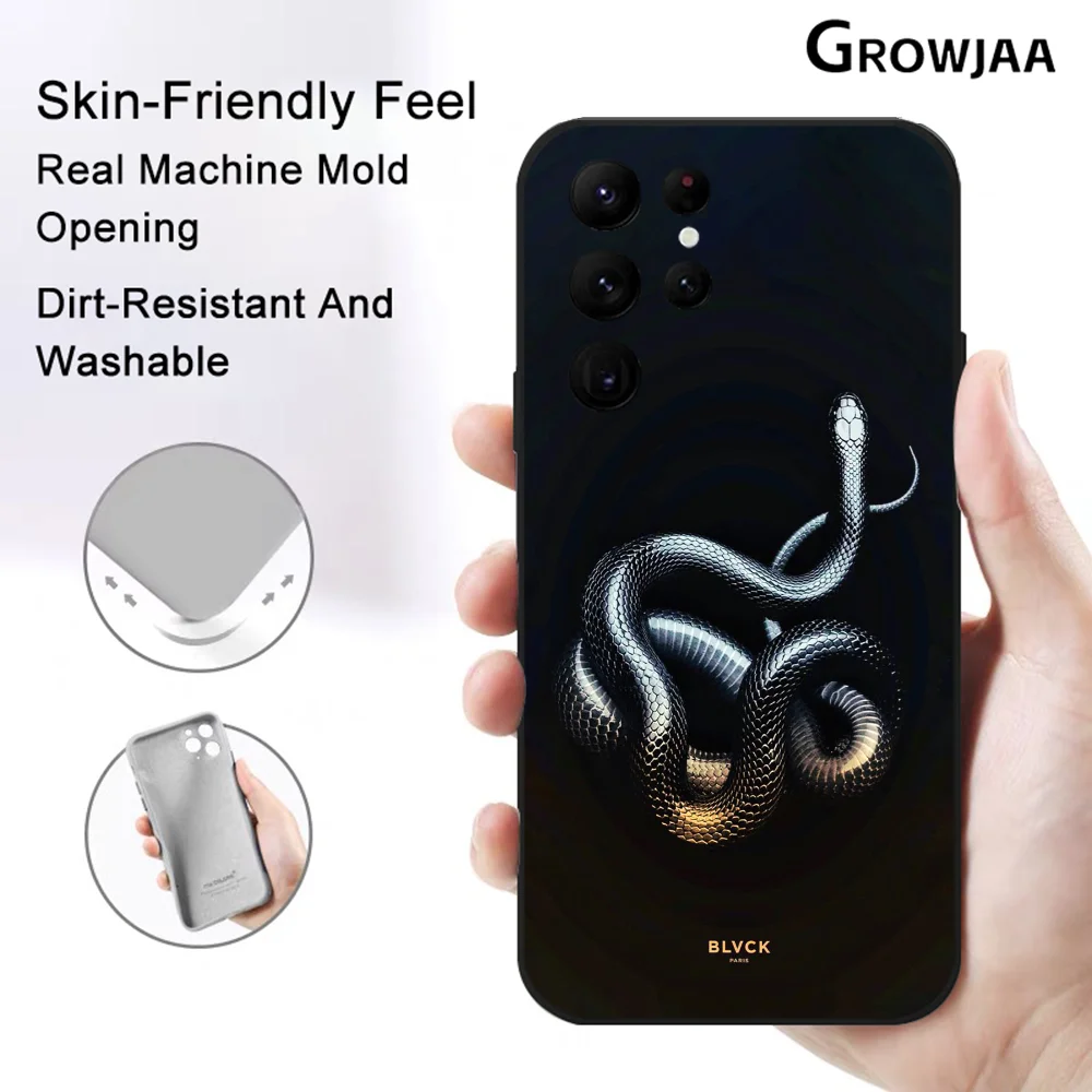 Роскошный черный чехол для телефона B-Blvck Snake Flowers Samsung Galaxy S24 Ultra S22 S23 S21 S20 5G Защитный