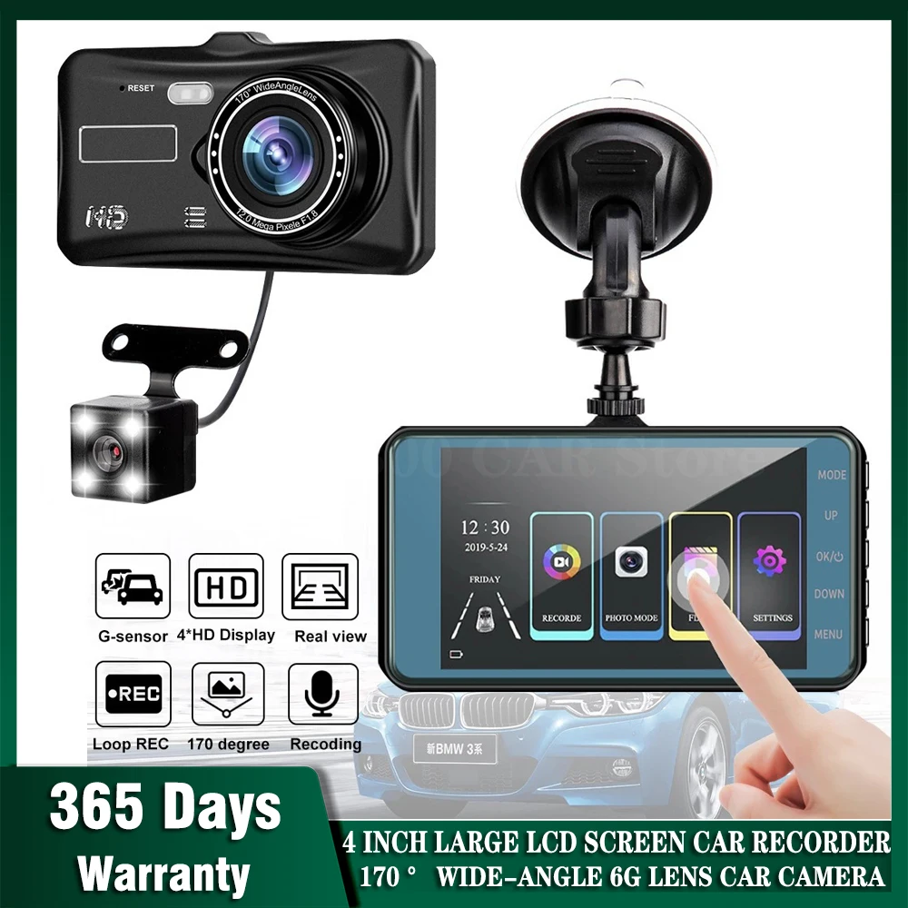 

4.0 Inch High Brightness IPS Touch Screen Driving Recorder Dual Camera Car DVR Black Box HD 1080P Night Vision Driving Recorder