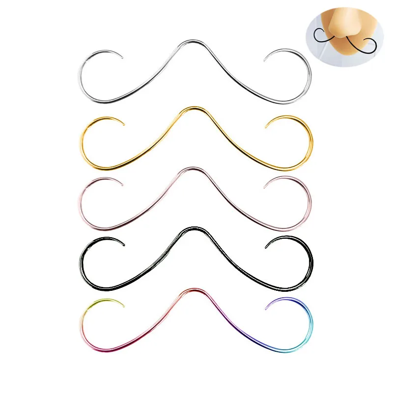 Ювелирные изделия для перегородки усов 14 г, имитация пирсинга носа в стиле панк, Готическая спираль, ювелирные изделия для тела для женщин и мужчин из хирургической нержавеющей стали 316L