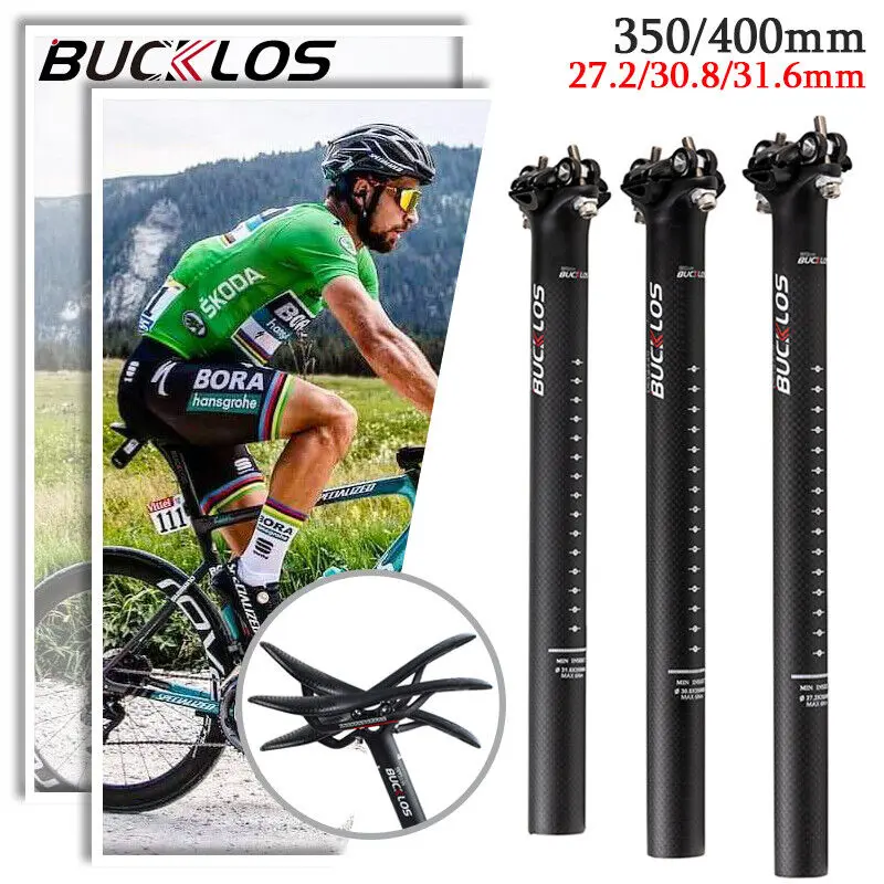

BUCKLOS Carbon Fiber Seatpost 27 2 MTB Road Bike Seat Tube 30.8/31.6mm Mountain Bike Seat Post 350/400mm High Quality Seatube