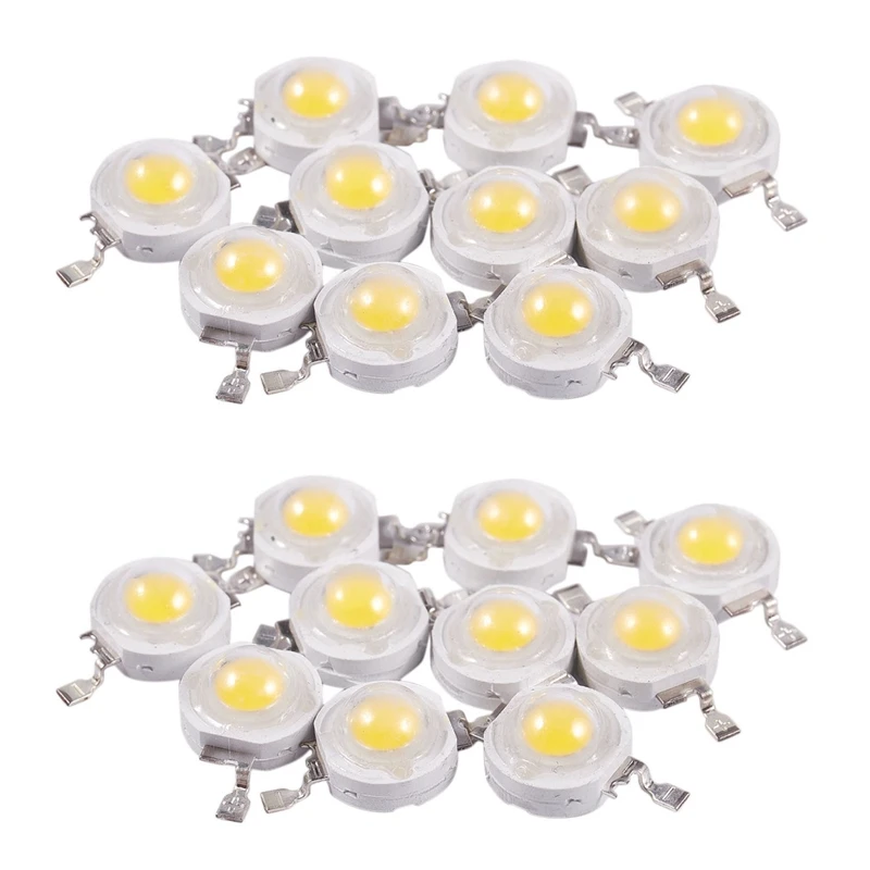 

20Pcs 1W Power Saving Warm White LED Lamp Beads Transmitter 95-100LM