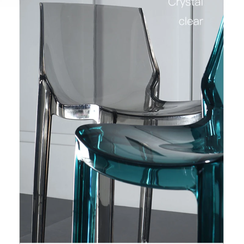 Скандинавский барный стул прозрачная спинка модный высокие ножки пластиковый