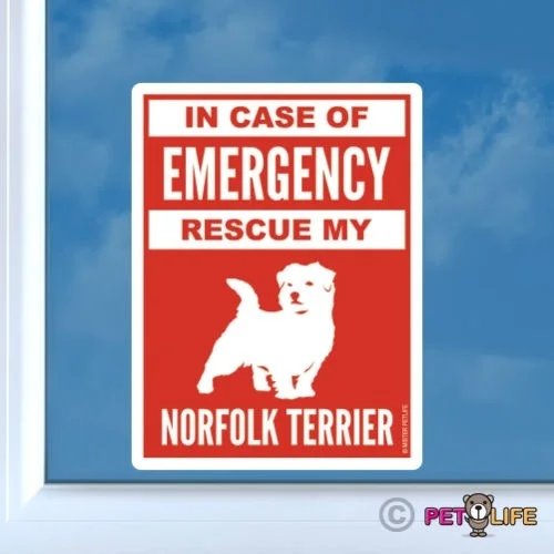 

For In Case of Emergency Rescue My Norfolk Terrier Sticker Die Cut Vinyl safety Car decals