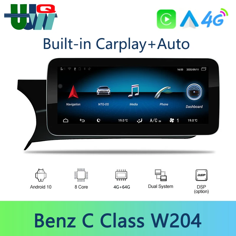 

UJQW Android аудио радио плеер мультимедийный экран для Mercedes Benz W204 2011-2014 NTG 4,5 Apple Carplay авто GPS навигация Wifi DVD