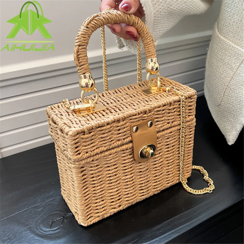

Fashion Summer Straw Bags Women Wild Handbags Designer Wicker Woven Shoulder Bags Beach Bag 2022 Summer New Flap Crossbody Bag