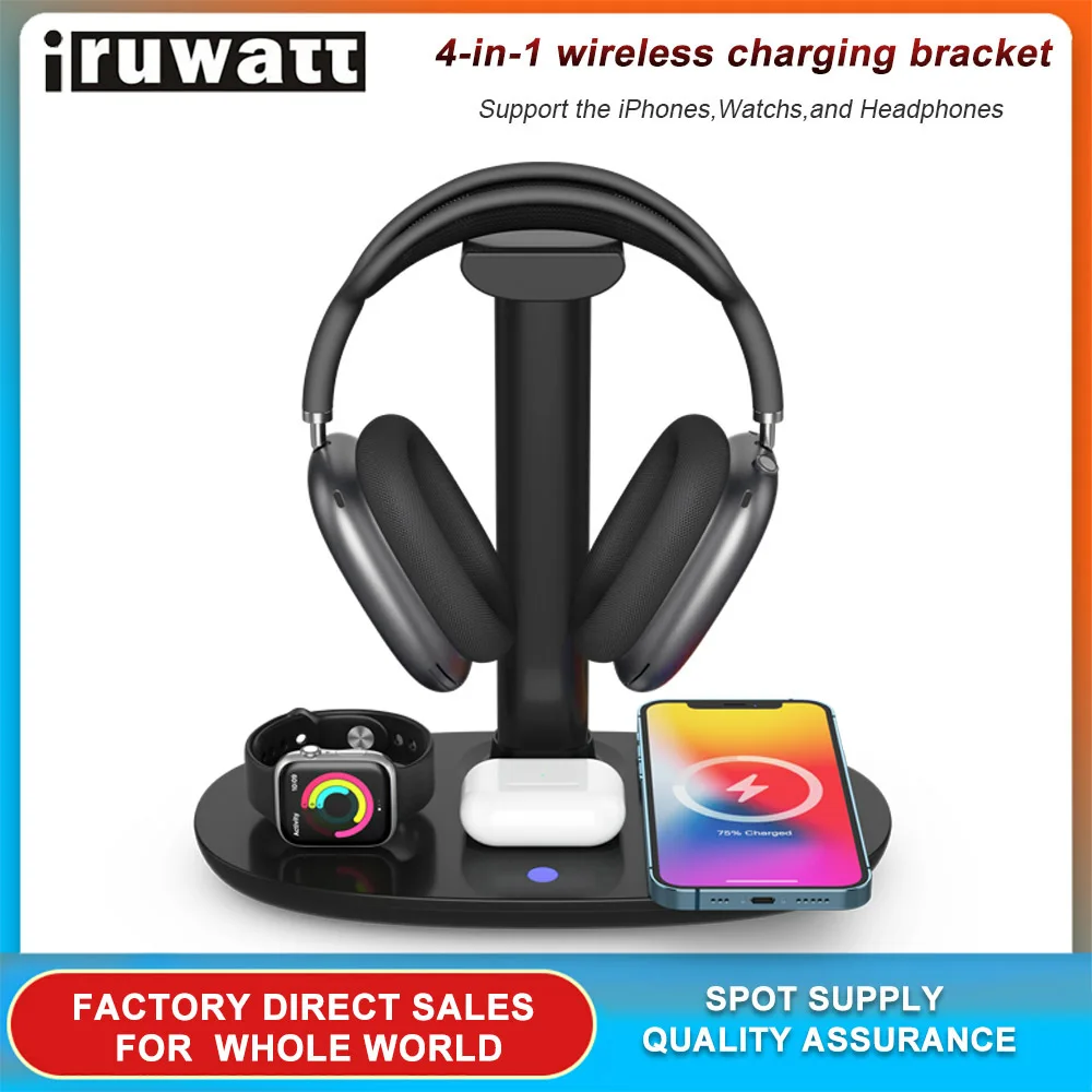 Беспроводное зарядное устройство 4 в 1 держатель гарнитуры для быстрой зарядки