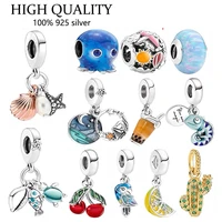 2022 new summer s925 sterling silver turtle octopus cactus fish charm fit original pandora bracelet necklace woman diy jewelry