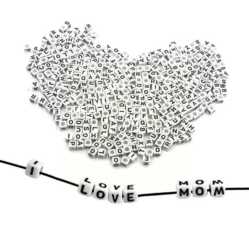 

Square White Number 6MM 100 One Pack DIY Square Letter Cube Acrylic Beads Beads Letters Acrylic Black White Letters I9K9