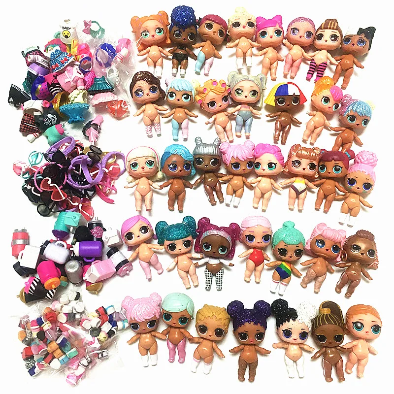 

LOLs Dolls Sets 10 Dolls + 10 Clothes + 10 Shoes + 10 Bottles + 1 Headwear Random 8cm Big Girl Sister Doll Kids Playing Toy Gift