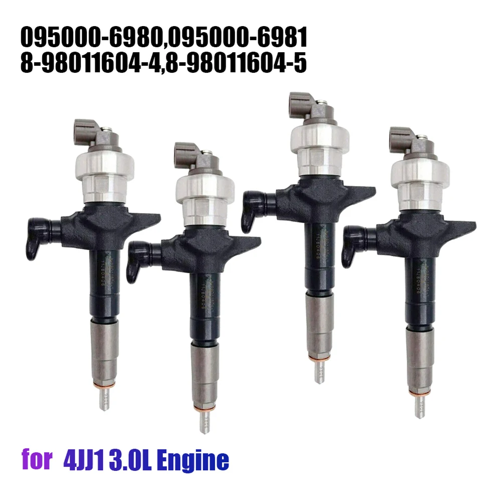 

4PCS New Diesel Common Rail Injector 8-98011604-5 / 095000-6980 for Denso Isuzu Holden 3.0L 4JJ1 Engine