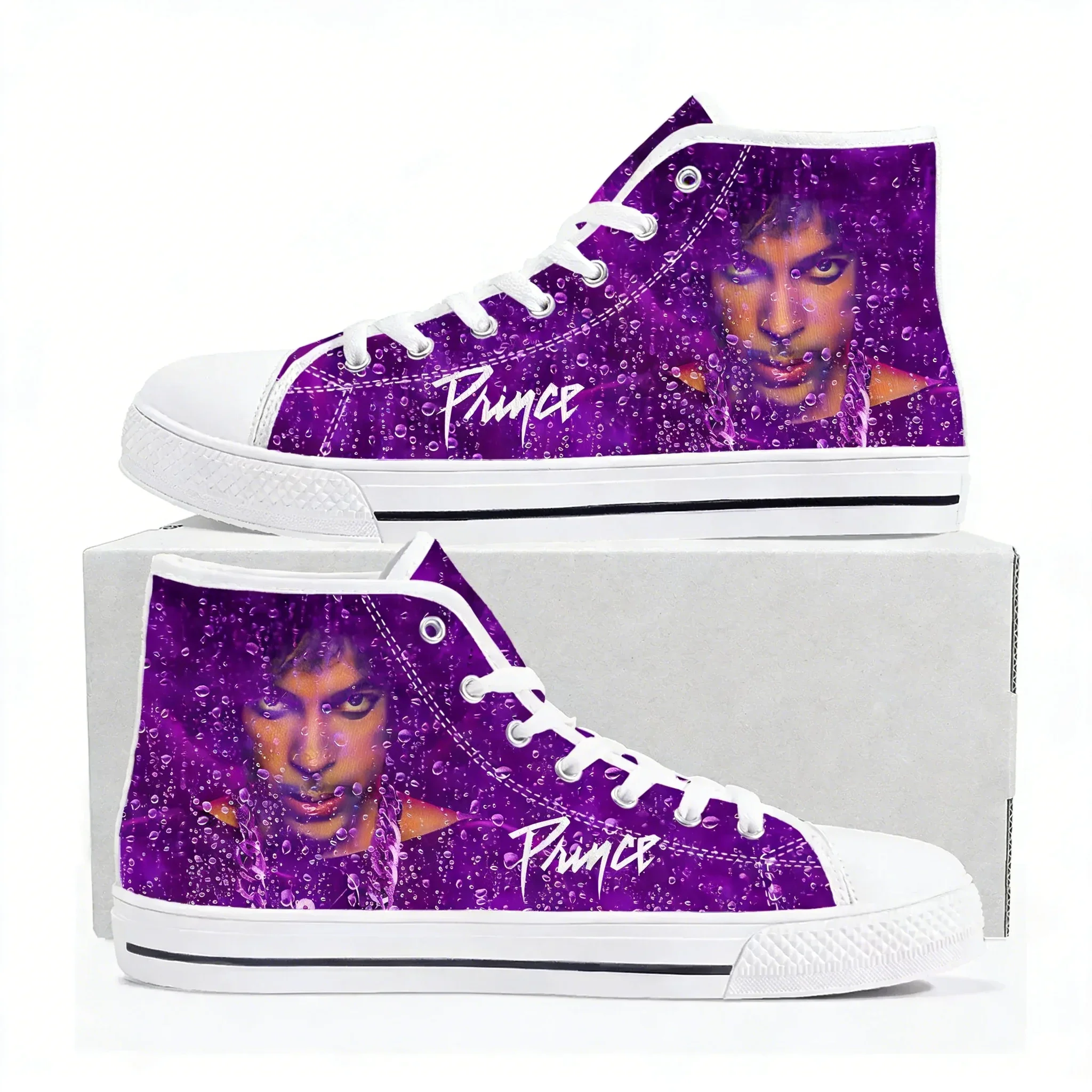 Фото Кроссовки Prince Rogers Nelson Singer, высокие, высокого качества, для мужчин, женщин и подростков, из холщовой ткани, повседневная обувь для пар, обувь на заказ. №2