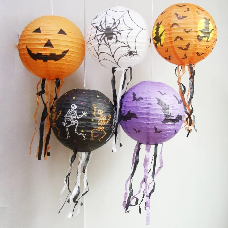 

Halloween Paper Lantern Pumpkin Lantern Spider Bat Skull Pendant Scary Prop Halloween Party Decoration Outdoor Home