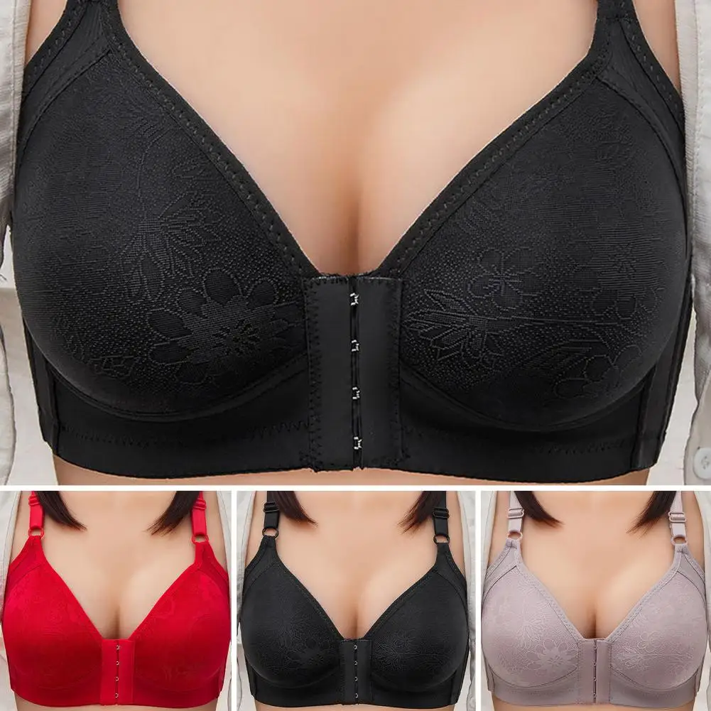 

Women Bra Front Closure Adjustable Shoulder Strap Push Up Breast Support Padded No Steel Ring 3/4 Cup Lady Intimate Underwear